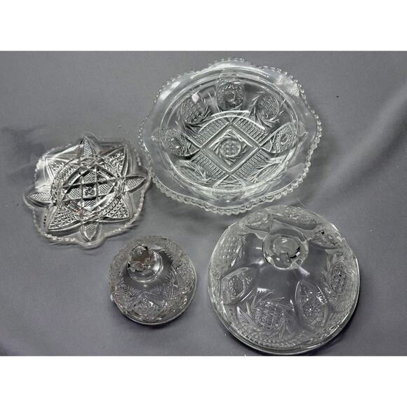 Vintage 2 Clear Dome Butter Dishes/McKee Aztec Sunburst/US Glass Pennsylvania - Picture 3 of 7